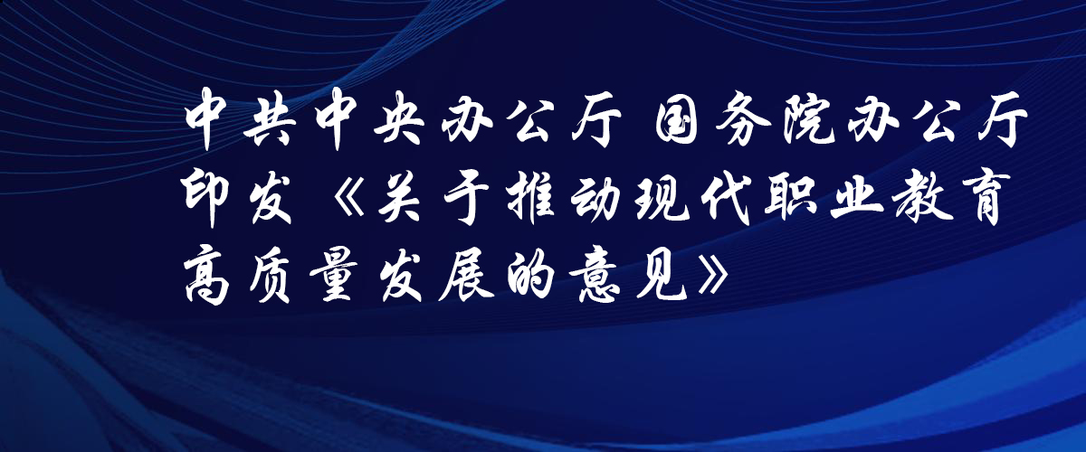 中共中央辦公廳 國務(wù)院辦公廳印發(fā)《關(guān)于推動現(xiàn)代職業(yè)教育高質(zhì)量發(fā)展的意見》